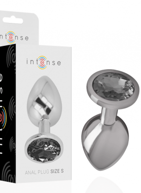 INTENSE - ALUMINUM METAL ANAL PLUG WITH BLACK CRYSTAL SIZE S