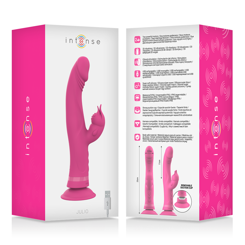 INTENSE - JULIO RABBIT VIBRATOR PINK SILICONE - Image 8