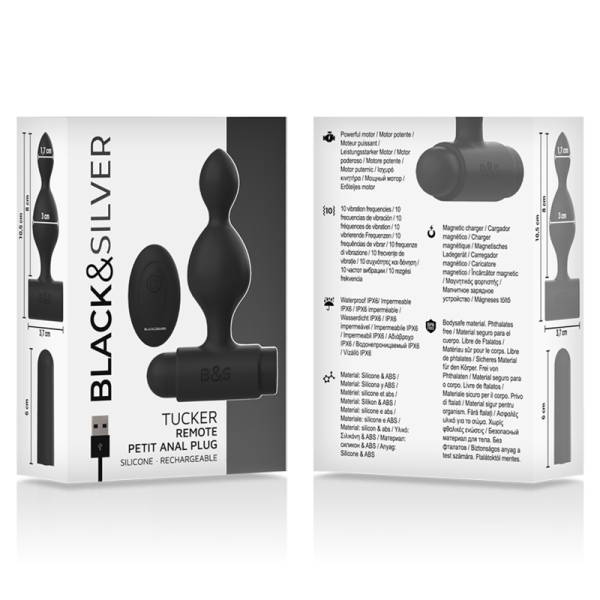 BLACK&SILVER - TUCKER SMALL SILICONE ANAL PLUG REMOTE CONTROL - Image 7