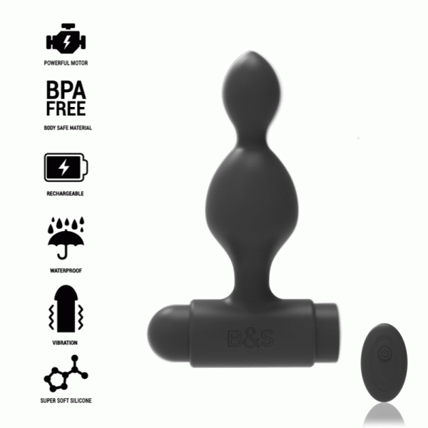 BLACK&SILVER - TUCKER SMALL SILICONE ANAL PLUG REMOTE CONTROL