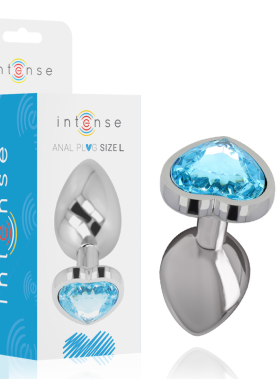 INTENSE - ALUMINUM METAL ANAL PLUG BLUE HEART SIZE L