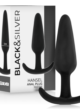 BLACK&SILVER - HANSEL SILICONE ANAL PLUG WITH SMALL HANDLE