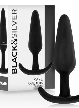 BLACK&SILVER - KAEL SILICONE ANAL PLUG WITH MEDIUM HANDLE