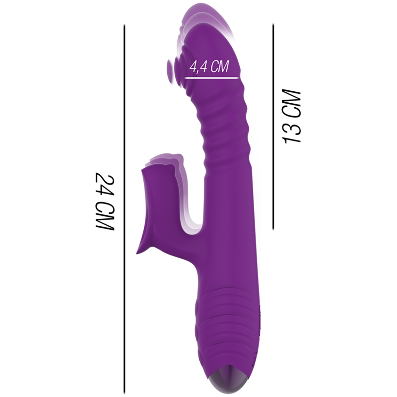 INTENSE - IGGY MULTIFUNCTION RECHARGEABLE VIBRATOR UP & DOWN WITH CLITORAL STIMULATOR PURPLE - Image 4