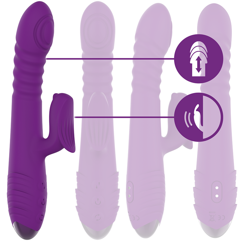 INTENSE - IGGY MULTIFUNCTION RECHARGEABLE VIBRATOR UP & DOWN WITH CLITORAL STIMULATOR PURPLE - Image 3