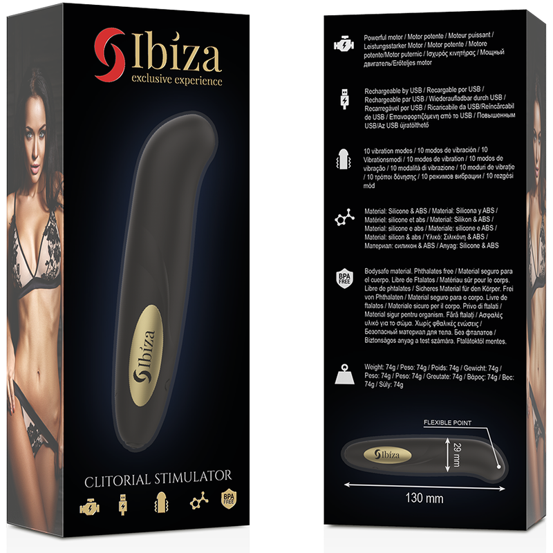 IBIZA - CLIT STIMULATOR USB CHARGER 10 VIBRATION MODES GOLDEN 13 X 2,9 - Image 6