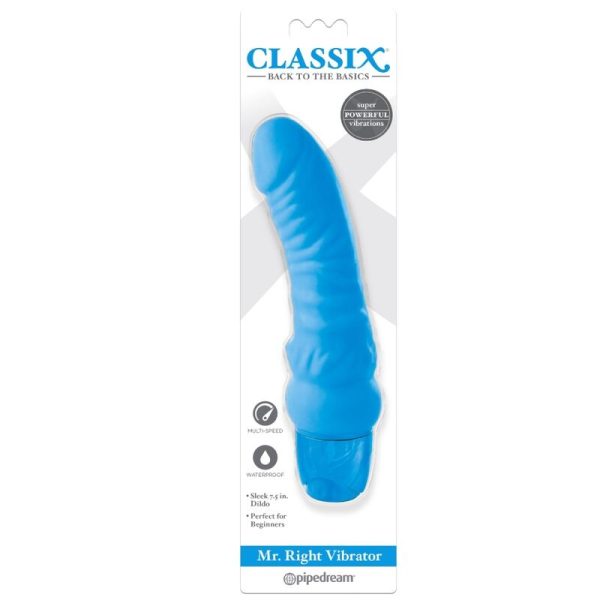 CLASSIX - VIBRATING DILDO MR. RIGHT MULTI-SPEED 15.5 CM BLUE - Image 2