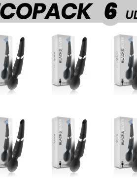 ECOPACK 6 UNITS - BLACK&SILVER BECK RECHARGEABLE SILICONE MASSAGER AND SUCTIONER BLACK