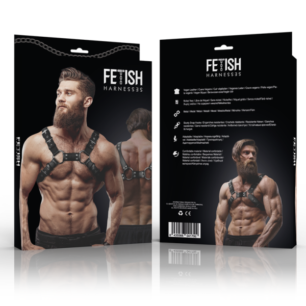 FETISH SUBMISSIVE ATTITUDE - MEN'S ADJUSTABLE ECO-LEATHER CHEST BULLDOG HARNESS - Image 4