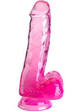 KING COCK - CLEAR REALISTIC PENIS WITH BALLS 13.5 CM PINK