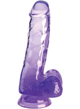 KING COCK - CLEAR REALISTIC PENIS WITH BALLS 13.5 CM PURPLE