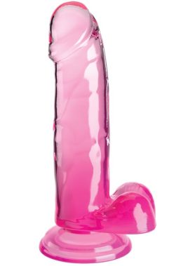 KING COCK - CLEAR REALISTIC PENIS WITH BALLS 15.2 CM PINK