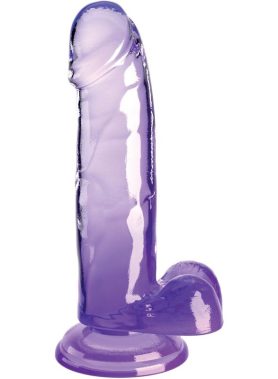KING COCK - CLEAR REALISTIC PENIS WITH BALLS 15.2 CM PURPLE