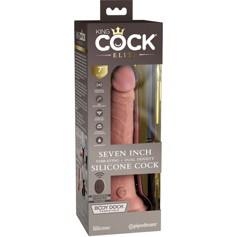 KING COCK - ELITE REALISTIC DILDO VIBRATOR & SILICONE REMOTE CONTROL 17.8 CM - Image 6