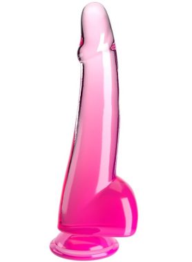 KING COCK - CLEAR DILDO WITH TESTICLES 19 CM PINK