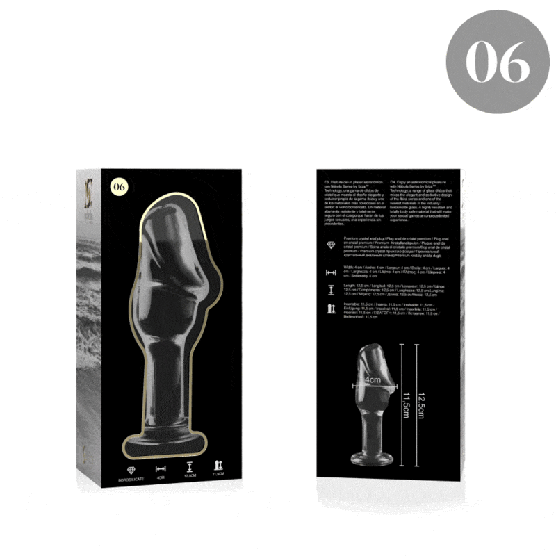 NEBULA SERIES BY IBIZA - MODEL 6 ANAL PLUG BOROSILICATE GLASS CLEAR 12.5 CM -O- 4 CM