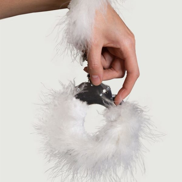 ADRIEN LASTIC - METAL HANDCUFFS WITH WHITE FEATHERS - Image 2