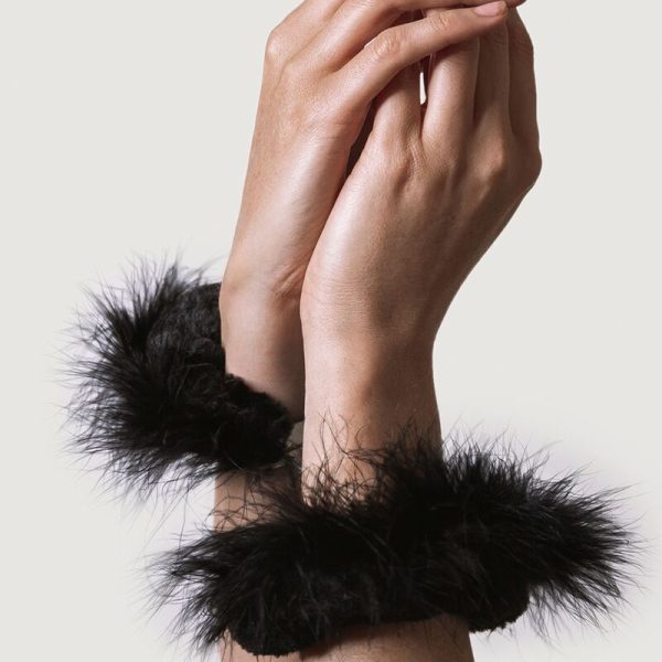 ADRIEN LASTIC - METAL HANDCUFFS WITH BLACK FEATHERS - Image 2