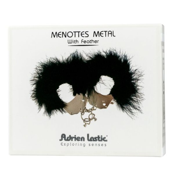 ADRIEN LASTIC - METAL HANDCUFFS WITH BLACK FEATHERS - Image 3