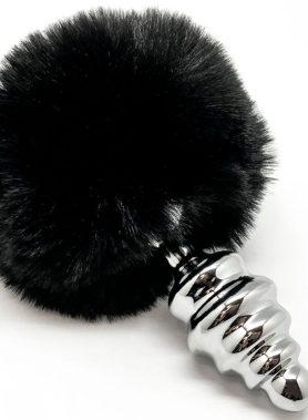 ALIVE - ANAL PLEASURE PLUG SPIRAL METAL FLUFFY BLACK SIZE S
