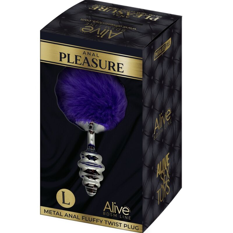 ALIVE - ANAL PLEASURE PLUG SPIRAL METAL FLUFFY DARK VIOLET SIZE L - Image 5