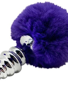 ALIVE - ANAL PLEASURE PLUG SPIRAL METAL FLUFFY DARK VIOLET SIZE L