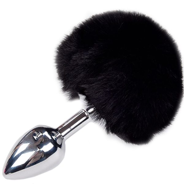 ALIVE - ANAL PLEASURE PLUG SMOOTH METAL FLUFFY BLACK SIZE S