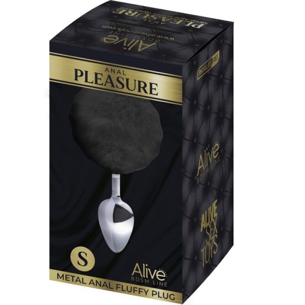 ALIVE - ANAL PLEASURE PLUG SMOOTH METAL FLUFFY BLACK SIZE S - Image 2