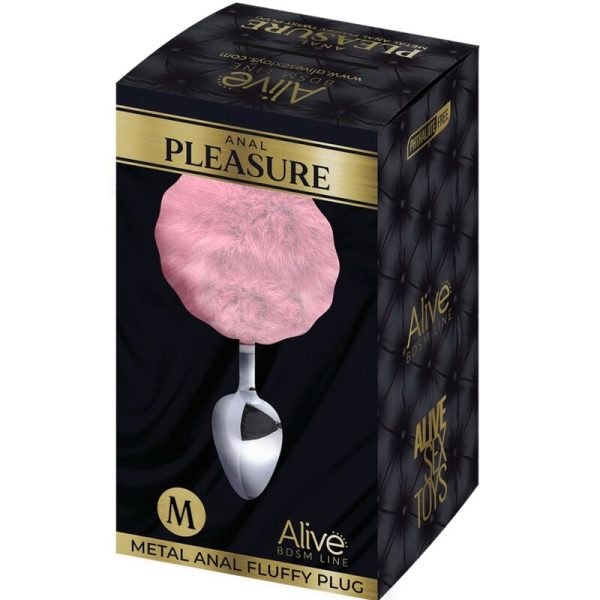 ALIVE - ANAL PLEASURE PLUG SMOOTH METAL FLUFFY PINK SIZE M - Image 2