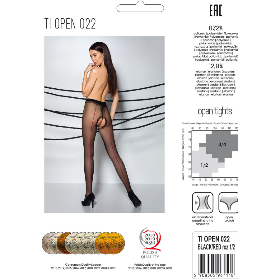 PASSION - TIOPEN 022 BLACK/RED TIGHTS 3/4 20 DEN - Image 4