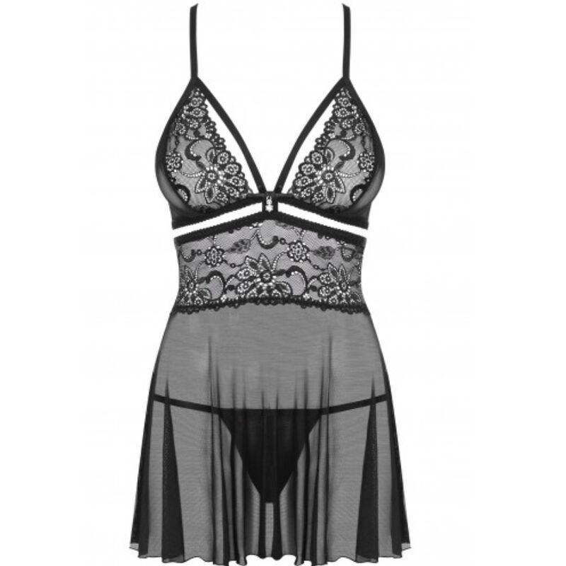 OBSESSIVE - 838-BAB-1 BABYSIDE & THONG BLACK S/M - Image 3