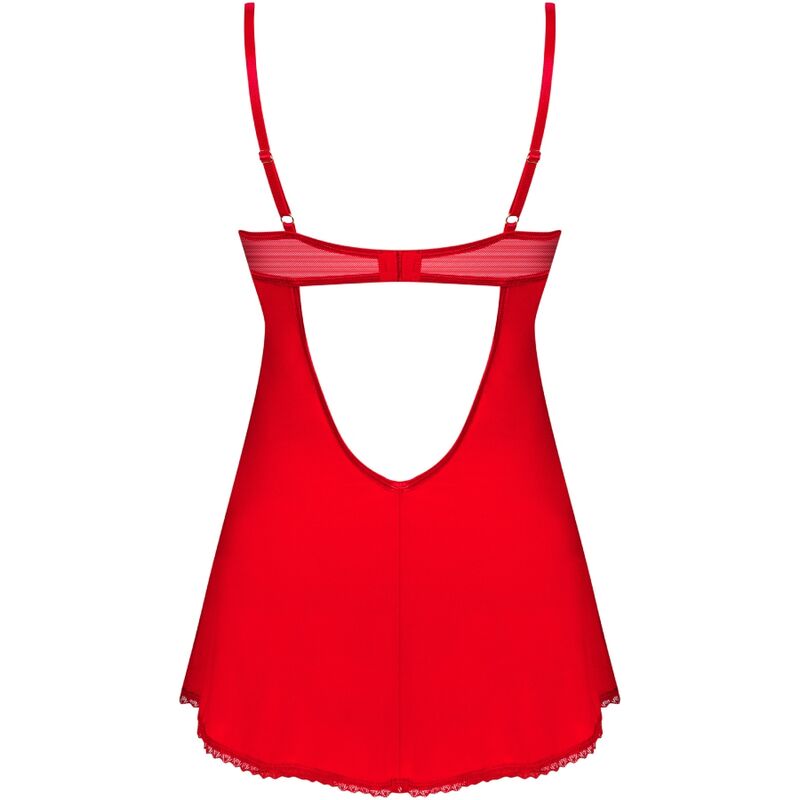 OBSESSIVE - INGRIDIA CHEMISE & THONG RED XL/XXL - Image 6