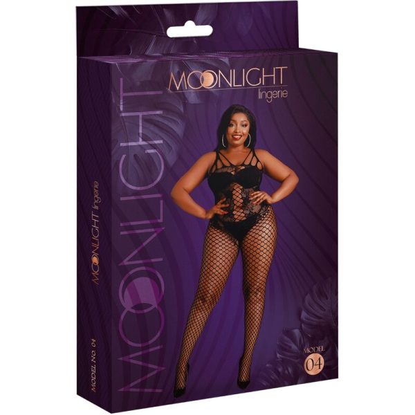 MOONLIGHT - MODEL 4 BODYSTOCKING BLACK PLUS SIZE - Image 3