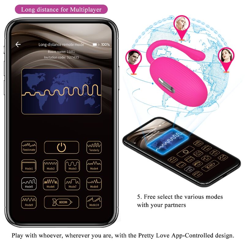 PRETTY LOVE - DOREEN RECHARGEABLE VIBRATING EGG MAGENTA REMOTE CONTROL - Image 11