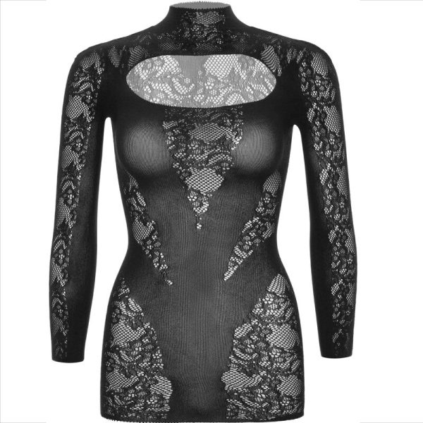 LEG AVENUE - MINI DRESS WITH LACE LONG SLEEVE BLACK - Image 9