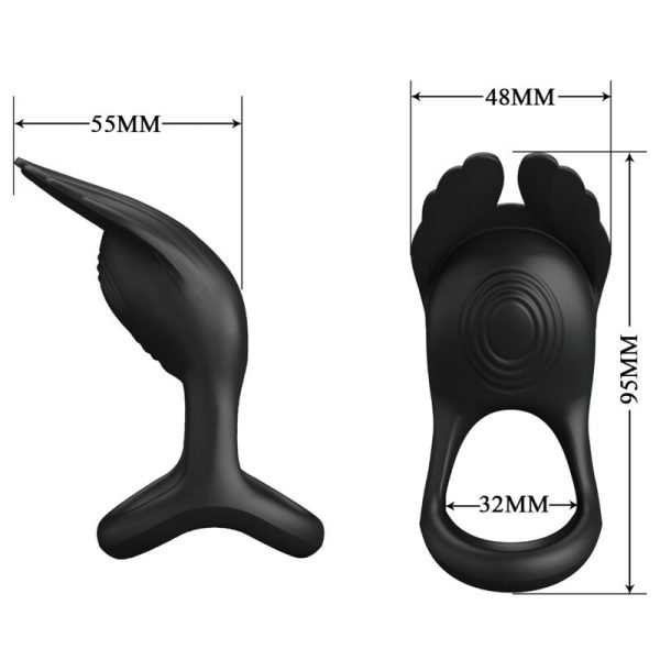 PRETTY LOVE - SILAS VIBRANT PENIS RING 7 VIBRATIONS BLACK SILICONE - Image 6