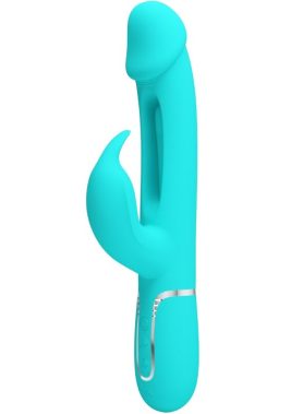 PRETTY LOVE - KAMPAS RABBIT 3 IN 1 MULTIFUNCTION VIBRATOR WITH TONGUE AQUA GREEN