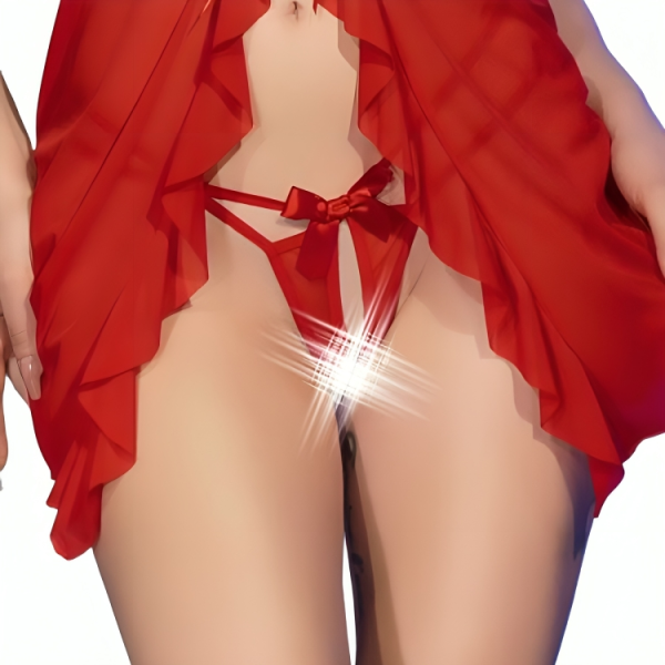 CHILIROSE - CR 4696 BABYDOLL & THONG CROTCHLESS RED S/M - Image 2