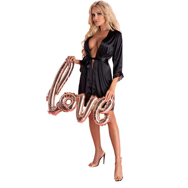 LIVCO CORSETTI FASHION - ARILADYEN LC 90568 DRESSING GOWN + PANTY BLACK L/XL