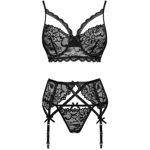 LIVCO CORSETTI FASHION - MORIDAM LC 90552 BRA + GARTER BELT + PANTY NEGRO - Image 6