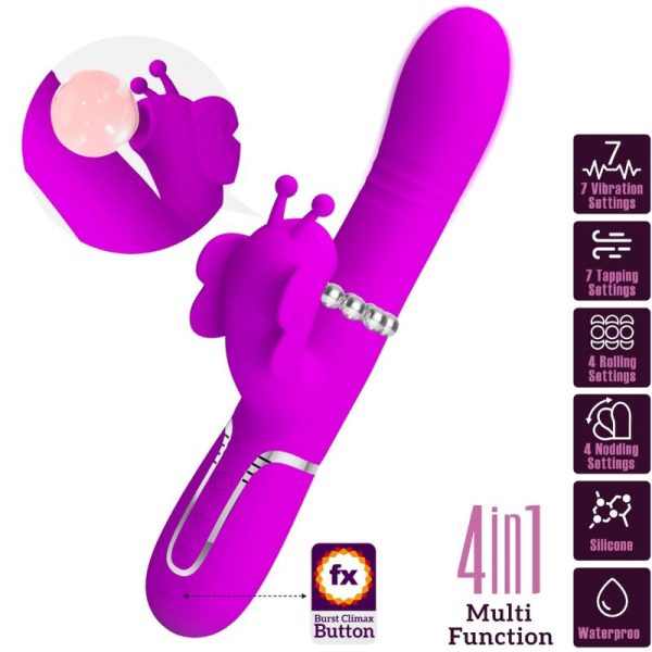 PRETTY LOVE - MULTIFUNCTION RABBIT VIBRATOR 4 IN 1 BUTTERFLY FUCHSIA - Image 10