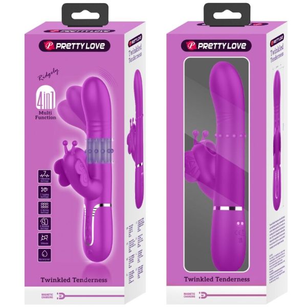 PRETTY LOVE - MULTIFUNCTION RABBIT VIBRATOR 4 IN 1 BUTTERFLY FUCHSIA - Image 11