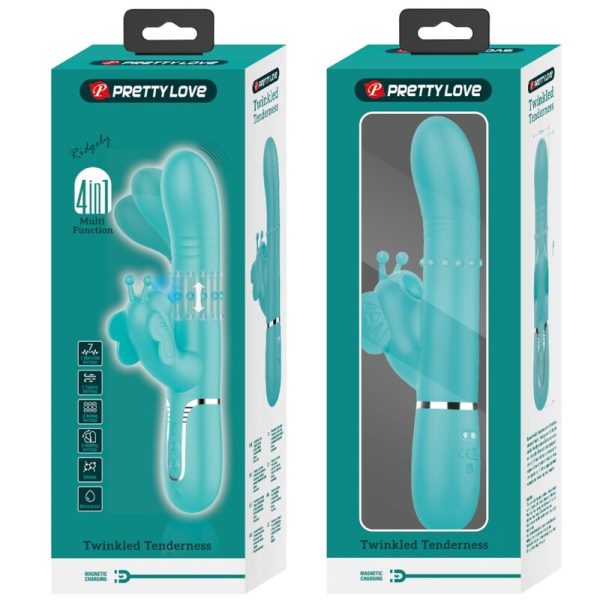 PRETTY LOVE - MULTIFUNCTION RABBIT VIBRATOR 4 IN 1 BUTTERFLY AQUA GREEN - Image 11