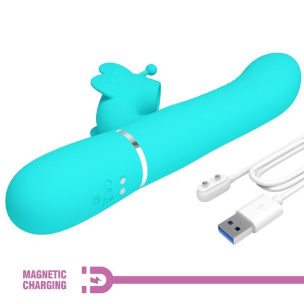 PRETTY LOVE - MULTIFUNCTION RABBIT VIBRATOR 4 IN 1 BUTTERFLY AQUA GREEN - Image 9