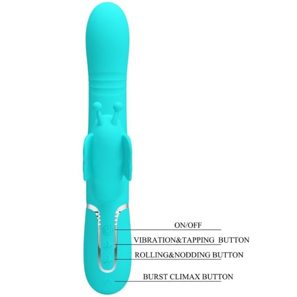 PRETTY LOVE - MULTIFUNCTION RABBIT VIBRATOR 4 IN 1 BUTTERFLY AQUA GREEN - Image 8