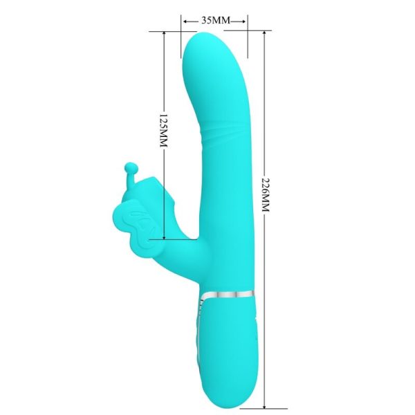 PRETTY LOVE - MULTIFUNCTION RABBIT VIBRATOR 4 IN 1 BUTTERFLY AQUA GREEN - Image 7