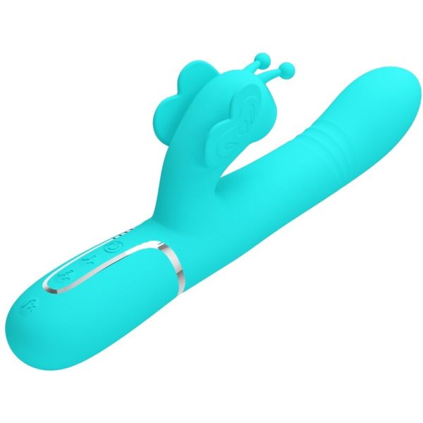 PRETTY LOVE - MULTIFUNCTION RABBIT VIBRATOR 4 IN 1 BUTTERFLY AQUA GREEN - Image 3