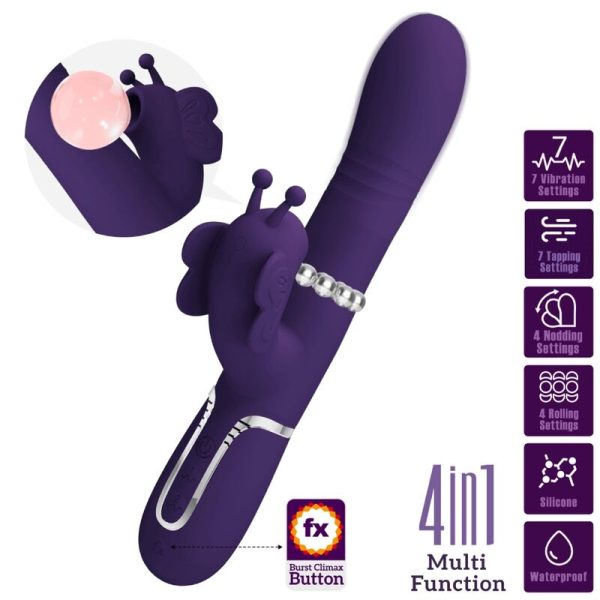 PRETTY LOVE - MULTIFUNCTION RABBIT VIBRATOR 4 IN 1 BUTTERFLY PURPLE - Image 10