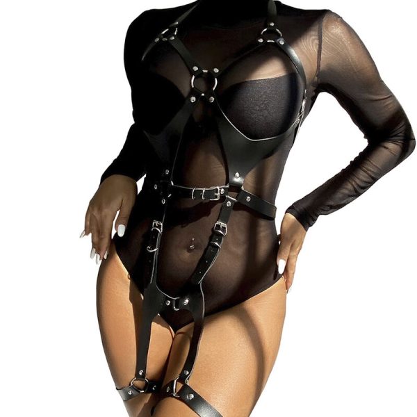 SUBBLIME - FULL BODY HARNESS WITH LEATHER BUCKLES BLACK ONE SIZE - Image 2