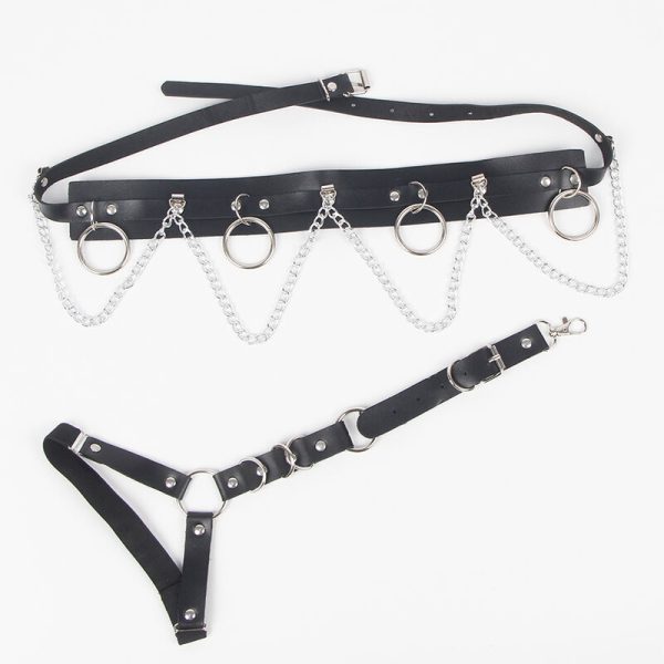 SUBBLIME - BELT AND GARTER HARNESS WITH RINGS AND CHAINDETAIL ONE SIZE - Image 4